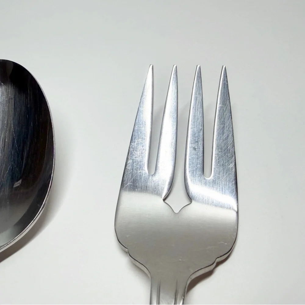 SSS Oneida Trinity Brushed Stainless Serving Spoons and Meat Fork Serveware